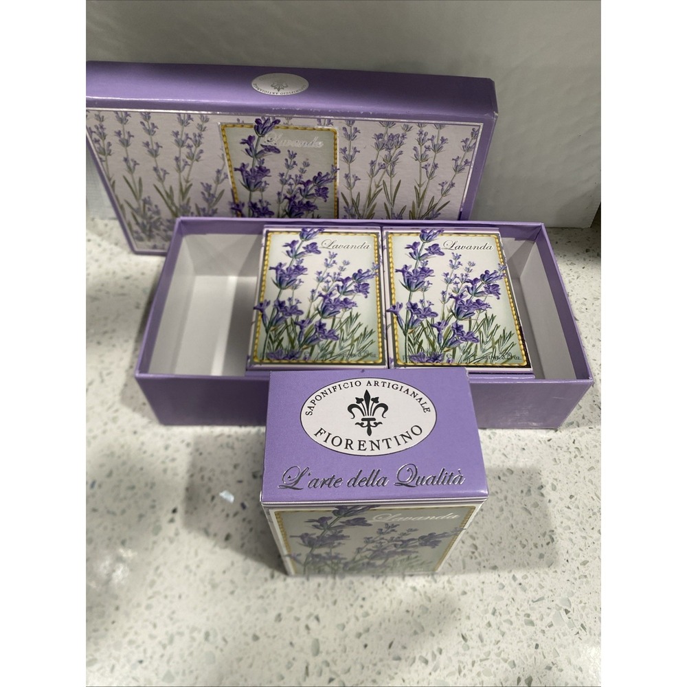 Saponificio Artigianale Fiorentino Lavender Scented Sealed 3 Box Set Soap‎ Italy